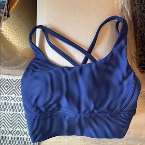 LULULEMON Dark Blue Long Line Ribbed Energy Sports Bra Size 4